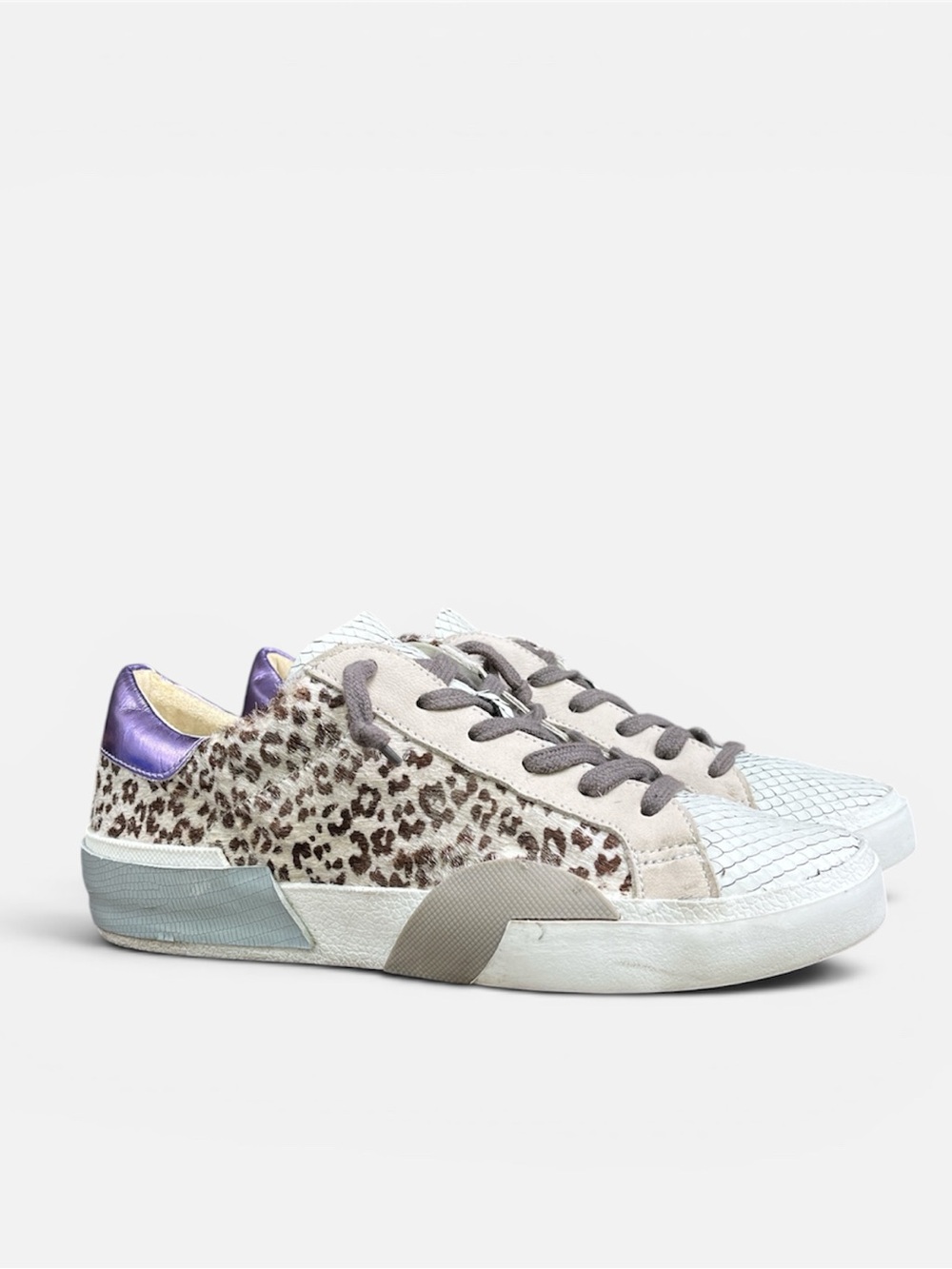 Dolce Vita Zina Sneakers in White Leopard Calf Hair Size 7